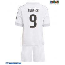 Camisa de Futebol Real Madrid Endrick #9 Equipamento Principal Infantil 2025-26 Manga Curta (+ Calças curtas)